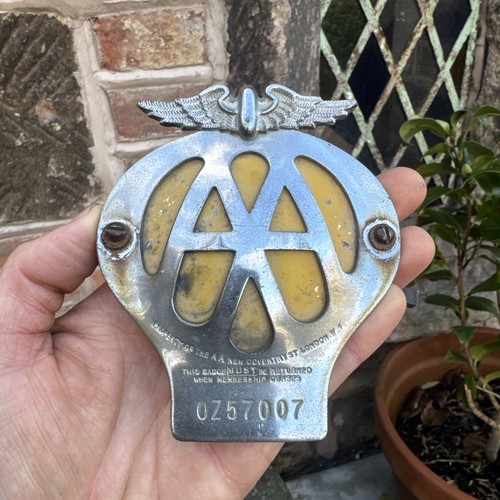 Vintage chrome enamel aa car - /,