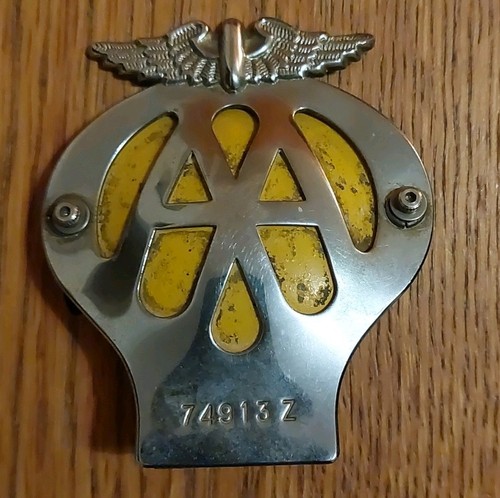 Vintage chrome enamel aa - aa, car