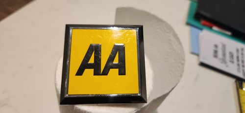 Vintage square chrome badge - aa,